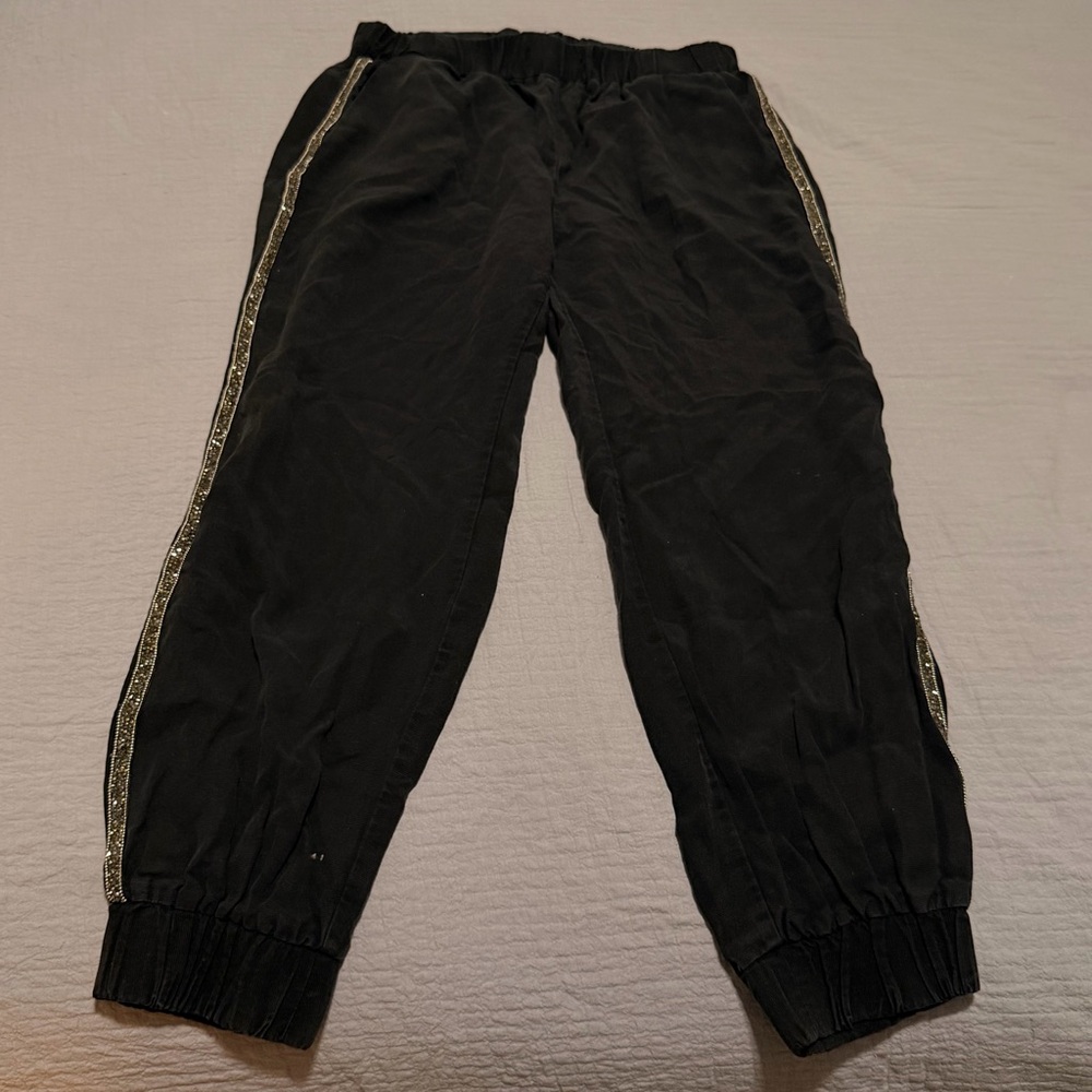Zara Black Jogger Pants with Side Rhinestone
